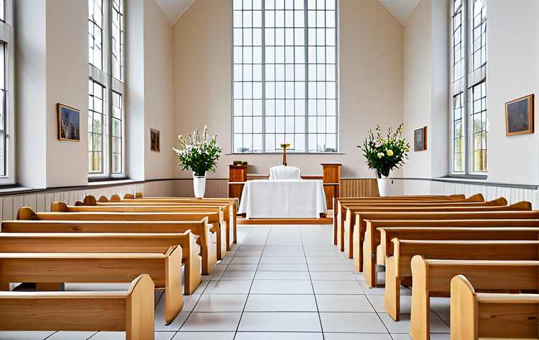 Modern Swedish Church Interior**

"A bright and airy modern church interior in Sweden, featuring minimalist design elements and natural light streaming through large windows, wooden pews, a simple altar adorned with flowers, fully clothed congregation members, appropriate attire, safe for work, perfect anatomy, natural proportions, professional photography, high quality, family-friendly, professional."

**