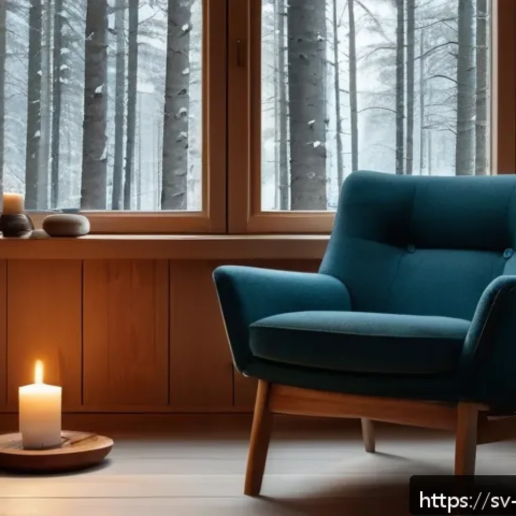 기독교와 시간 관리 - A serene Scandinavian living room bathed in soft morning light, featuring a cozy armchair by a windo...
