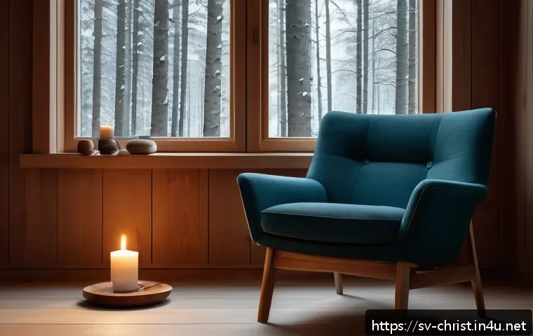 기독교와 시간 관리 - A serene Scandinavian living room bathed in soft morning light, featuring a cozy armchair by a windo...